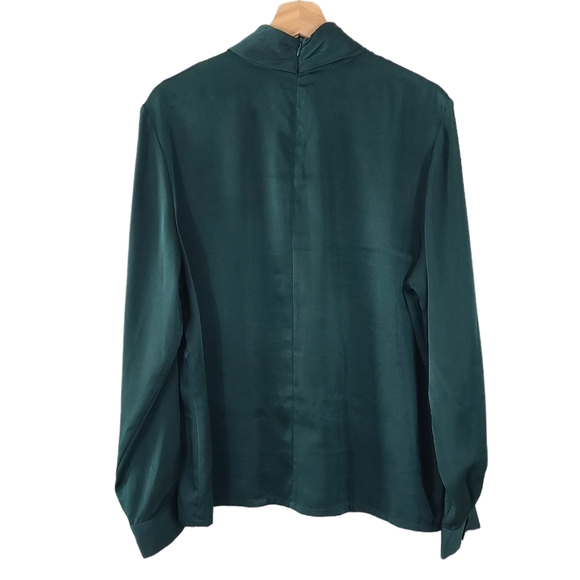Pendleton Forest Green Long Sleeve High Neck Blouse - Picture 2 of 4